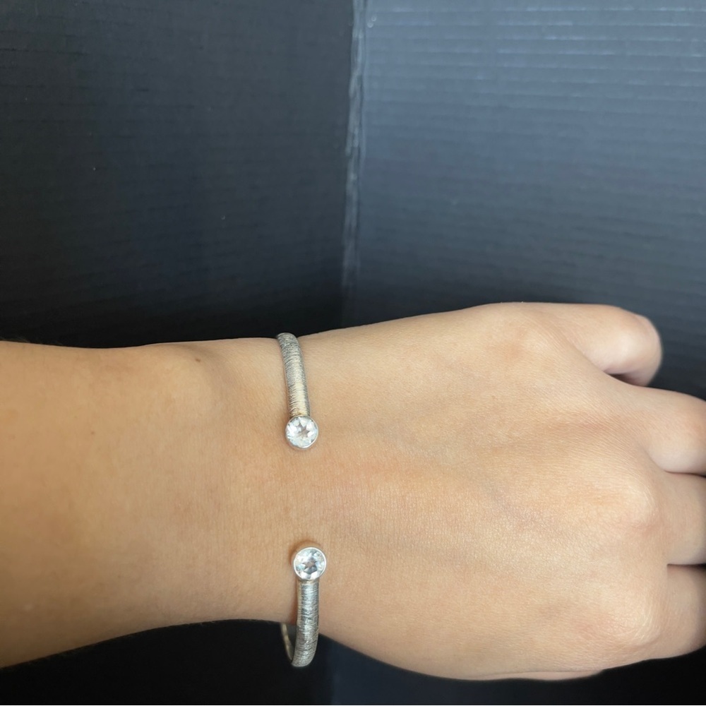 Sterling silver Deb guyot cuff bangle cz bracelet